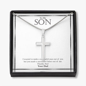 A Successful Man stainless steel cross necklace front