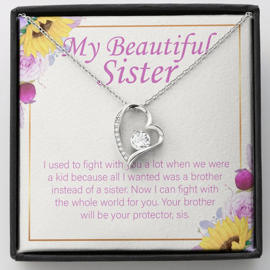 I will Be Your Protector forever love silver necklace front