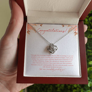 Exciting New Adventure love knot necklace luxury led box hand holding