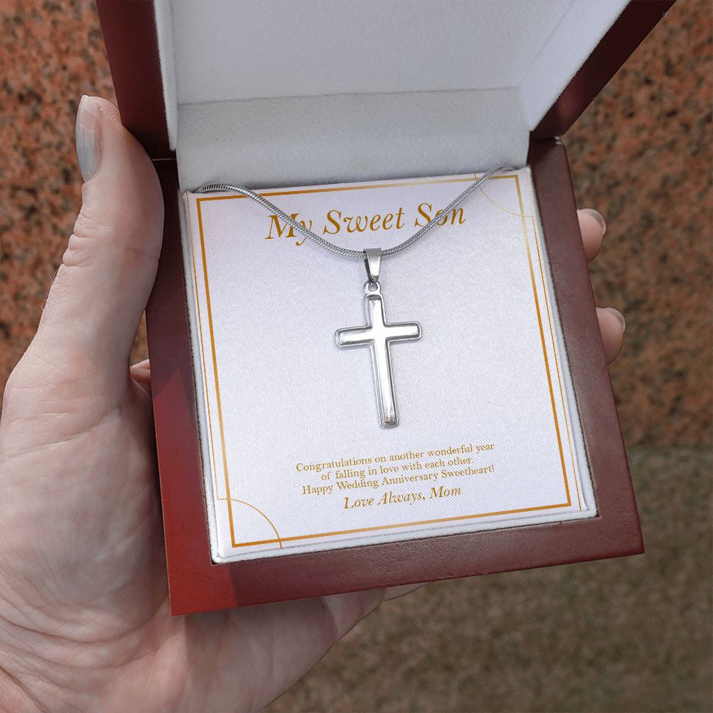 Year Of Falling In Love stainless steel cross luxury led box hand holding