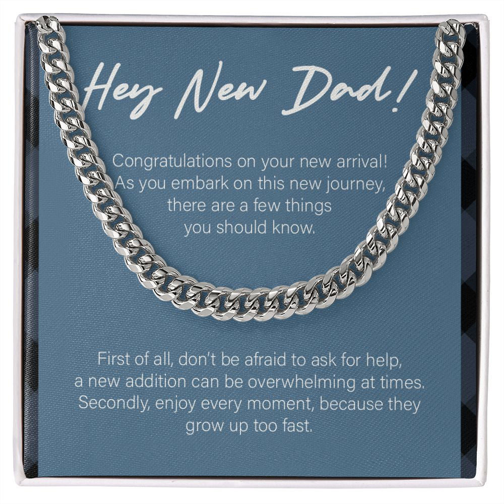 Embark On New Journey cuban link chain silver front
