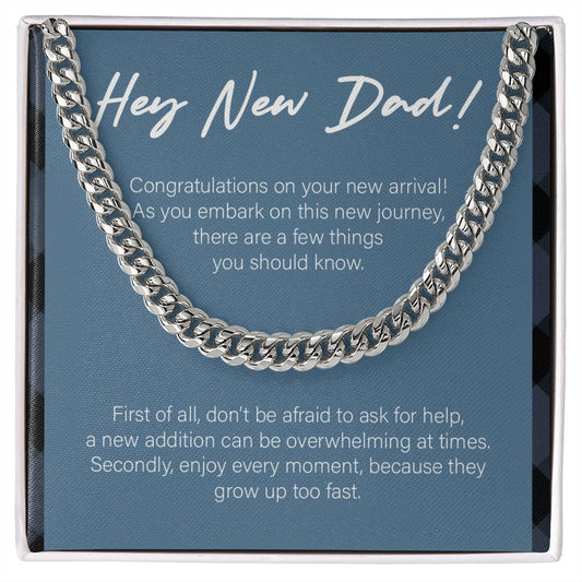 Embark On New Journey cuban link chain silver front
