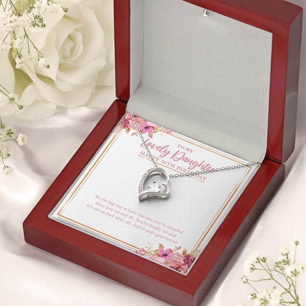 You're Finally 30 forever love silver necklace premium led mahogany wood box