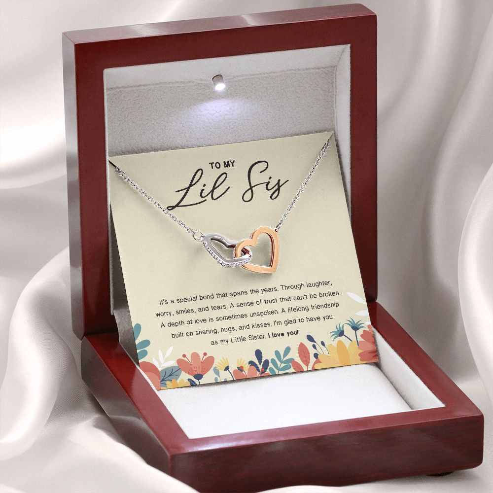 Lifelong friendship interlocking heart necklace premium led mahogany wood box