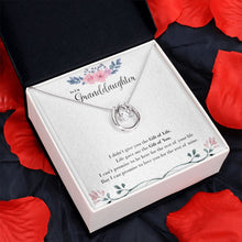 Load image into Gallery viewer, Rest of your Life horseshoe pendant red flower
