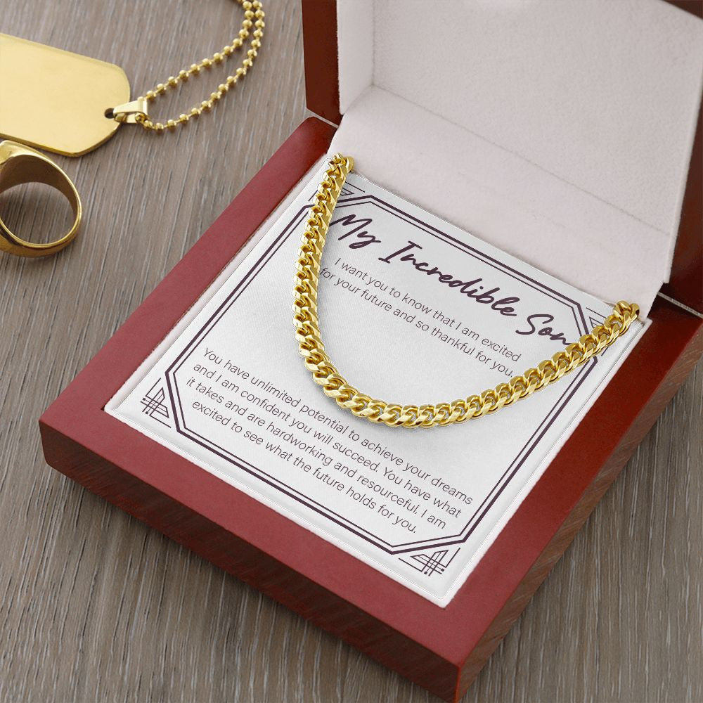 Excited For Your Future cuban link chain gold luxury led box