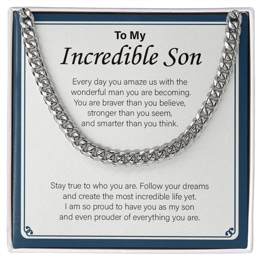Wonderful Man You Are Becoming cuban link chain silver front