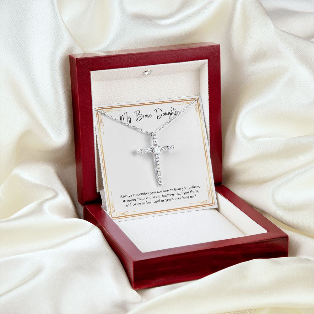 Twice As Beautiful cz cross pendant luxury led silky shot