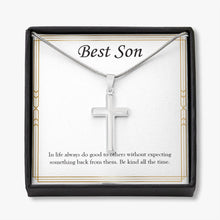Load image into Gallery viewer, Good To Others stainless steel cross necklace front
