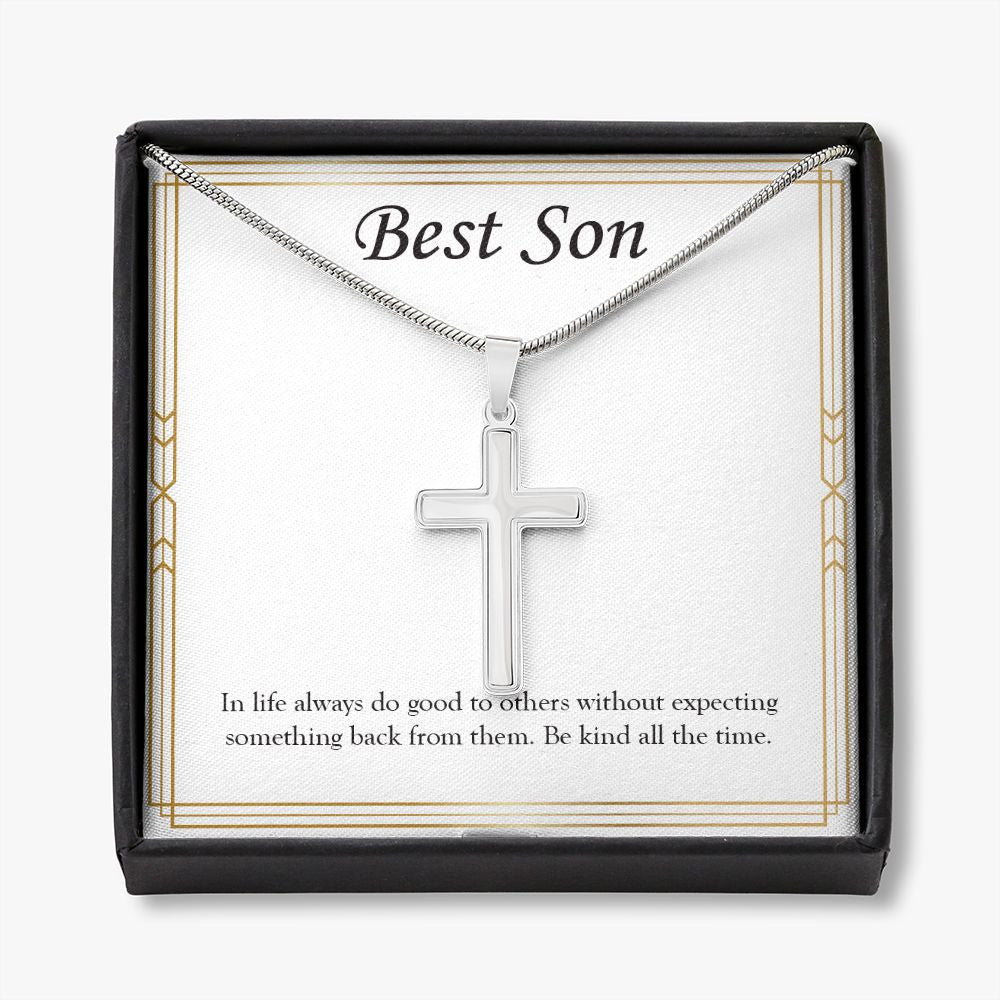 Good To Others stainless steel cross necklace front