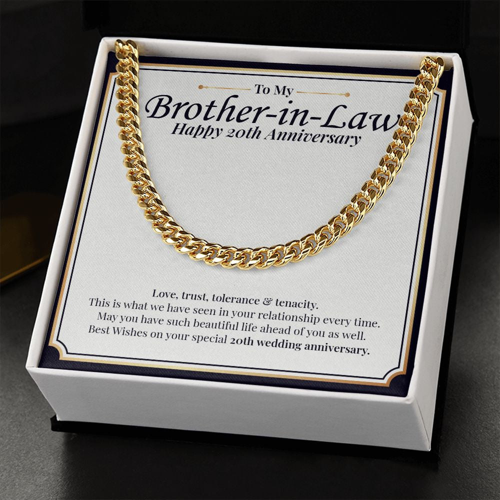 Love, Trust, Tolerance cuban link chain gold standard box