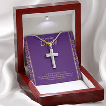 Load image into Gallery viewer, Not Giving Up stainless steel cross premium led mahogany wood box
