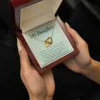 Grown into Gracious Woman interlocking heart pendant luxury hold hand