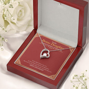 Heart Leaps Up forever love silver necklace premium led mahogany wood box