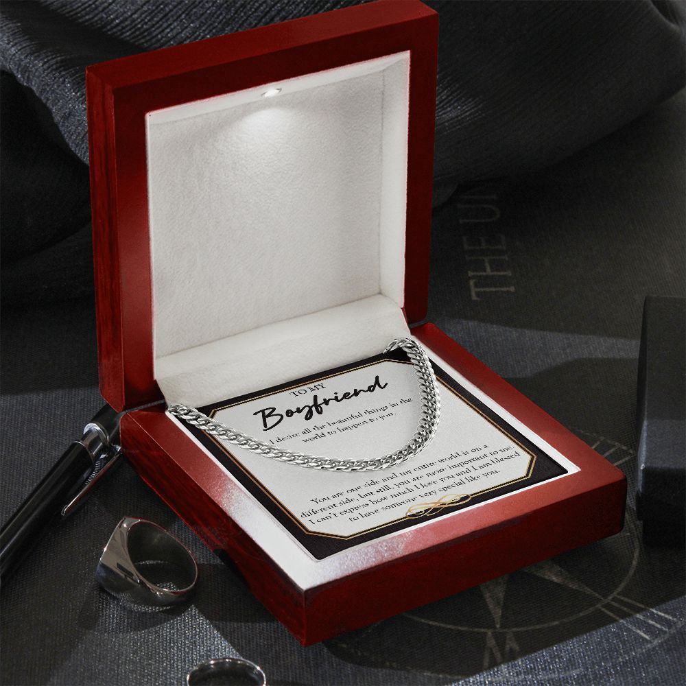 More Important To Me cuban link chain silver premium led mahogany wood box