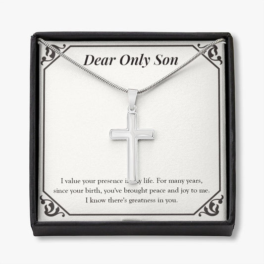 Your Presence In My Life stainless steel cross necklace front