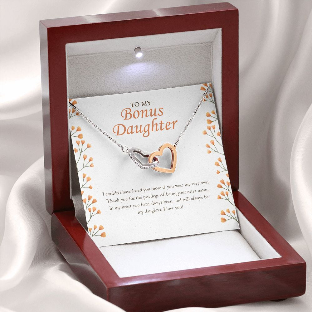 Privilege Of Being An Extra-Mom interlocking heart necklace premium led mahogany wood box