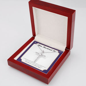 Achieved The Goal cz cross necklace luxury led box side view
