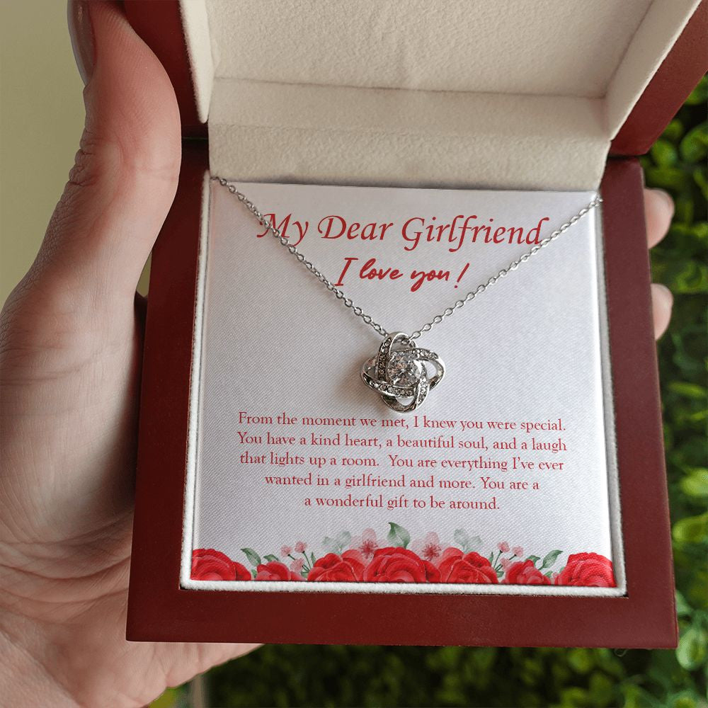 Wonderful Gift To Be Around love knot necklace luxury led box hand holding