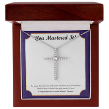 Load image into Gallery viewer, Achieved The Goal cz cross necklace premium led mahogany wood box
