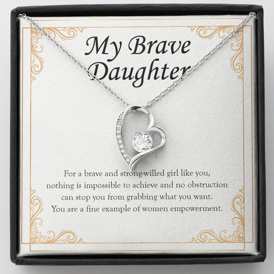 Brave Strong-Willed Girl forever love silver necklace front