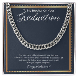 Follow Your Passion cuban link chain silver front