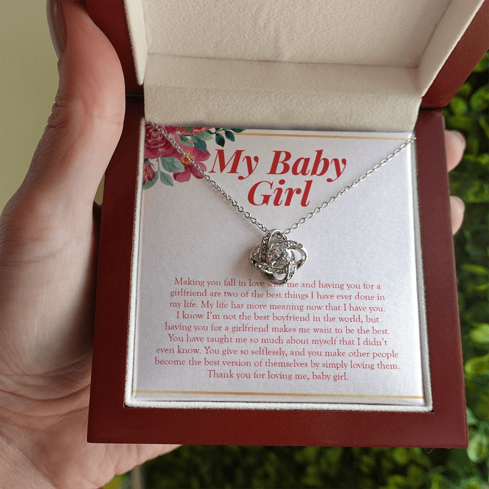 Life Has More Meaning With You love knot necklace luxury led box hand holding