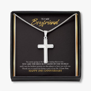 Best In The World stainless steel cross necklace front