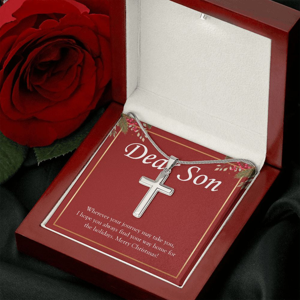 Find Your Way Home stainless steel cross luxury led box rose