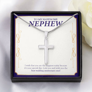 The Happiest Today stainless steel cross yellow flower