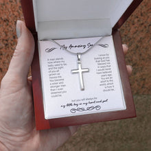 Load image into Gallery viewer, All Grown Up stainless steel cross luxury led box hand holding
