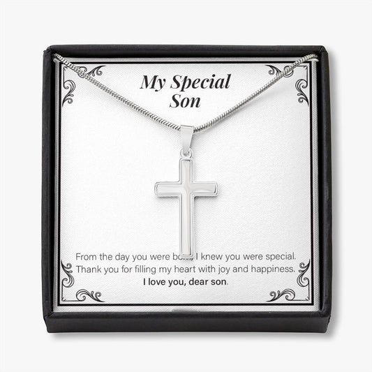 I Knew You Were Special stainless steel cross necklace front