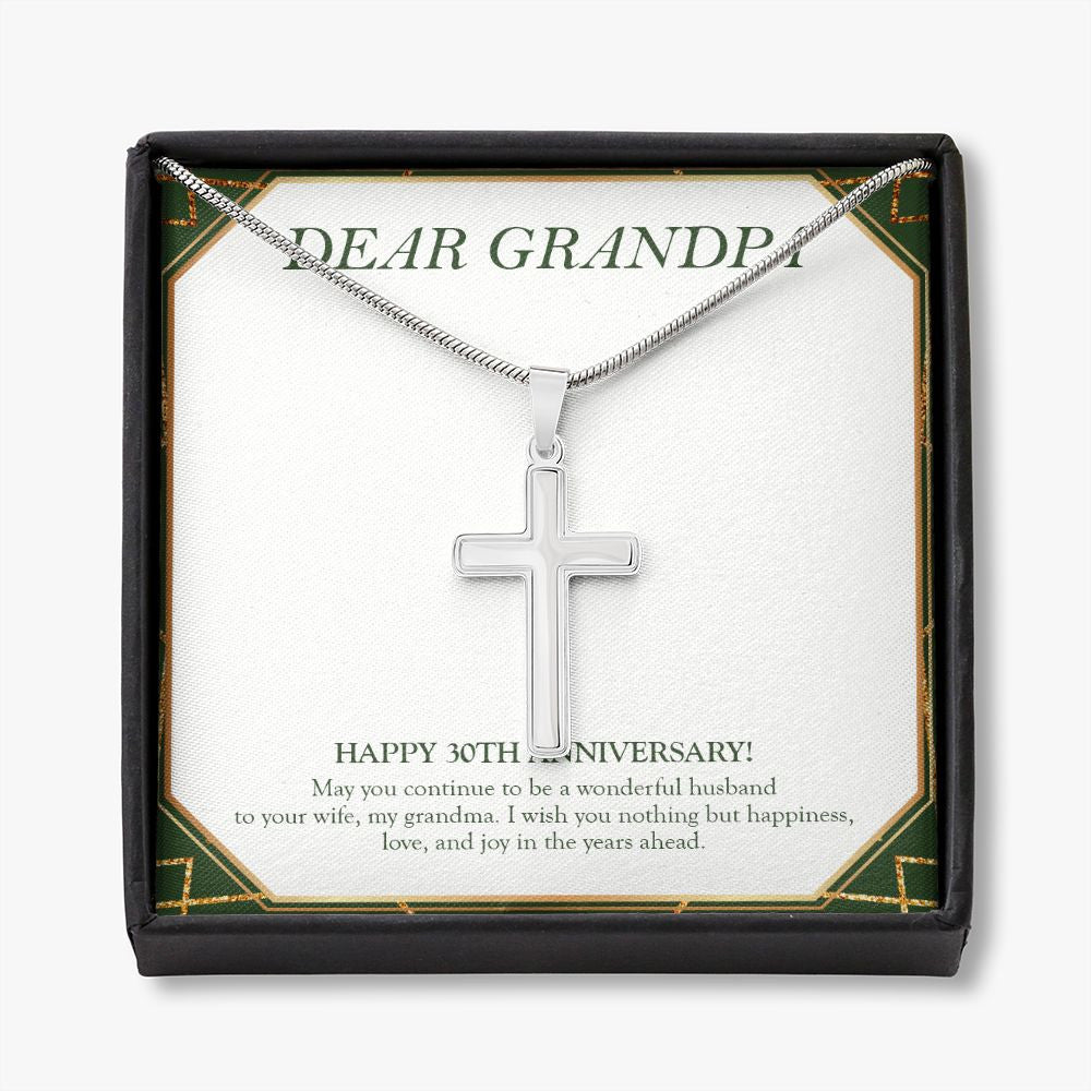 Wish You Nothing But Happiness stainless steel cross necklace front