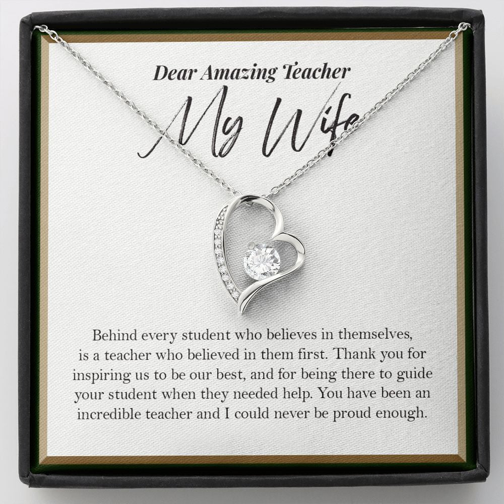 Behind Every Student forever love silver necklace front