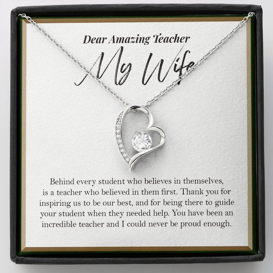Behind Every Student forever love silver necklace front