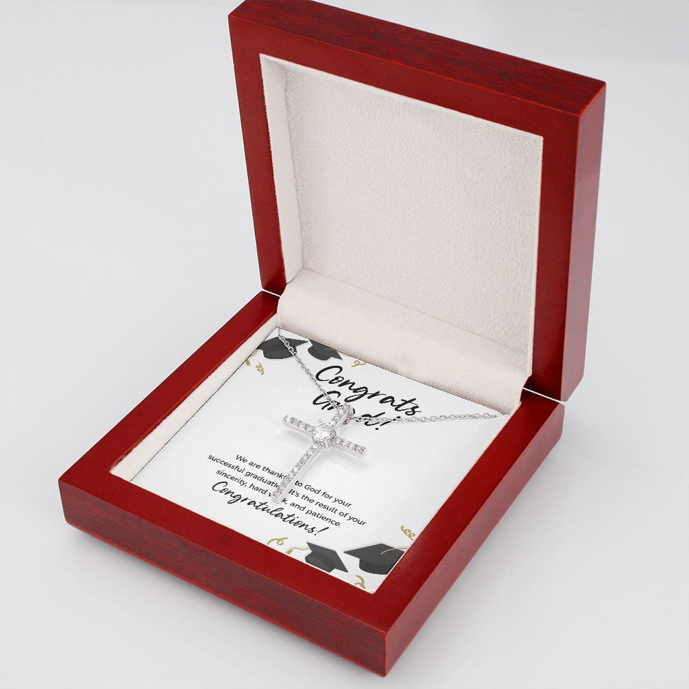 Thankful For God cz cross necklace luxury led box side view