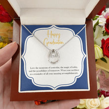 Load image into Gallery viewer, Possibilities of tomorrow horseshoe necklace luxury led box hand holding
