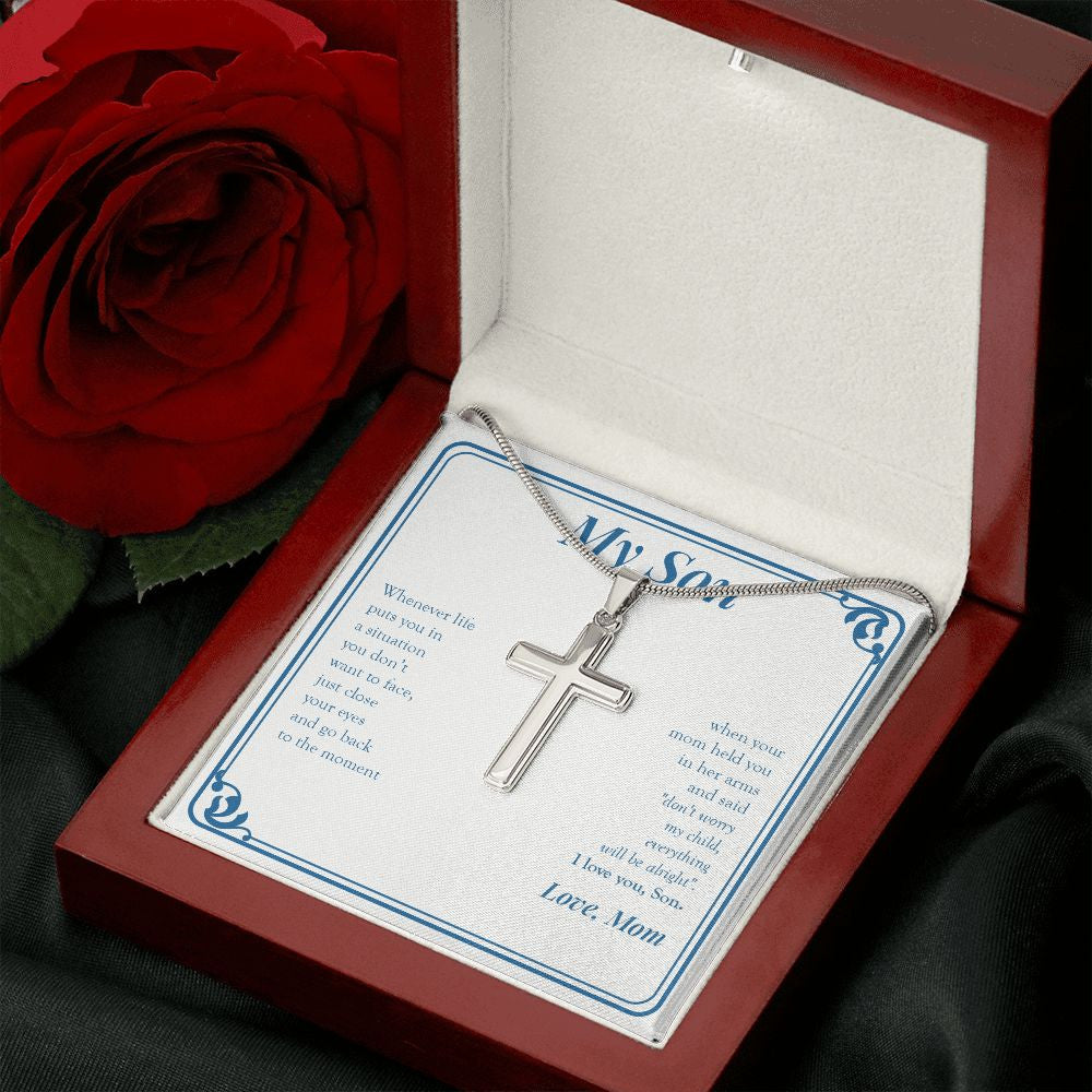 Everything Will Be Alright stainless steel cross luxury led box rose