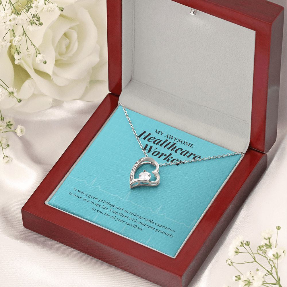 Grateful For Your Sacrifices forever love silver necklace premium led mahogany wood box