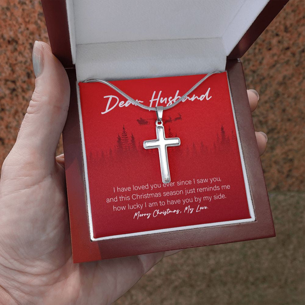 Lucky To Have You stainless steel cross luxury led box hand holding