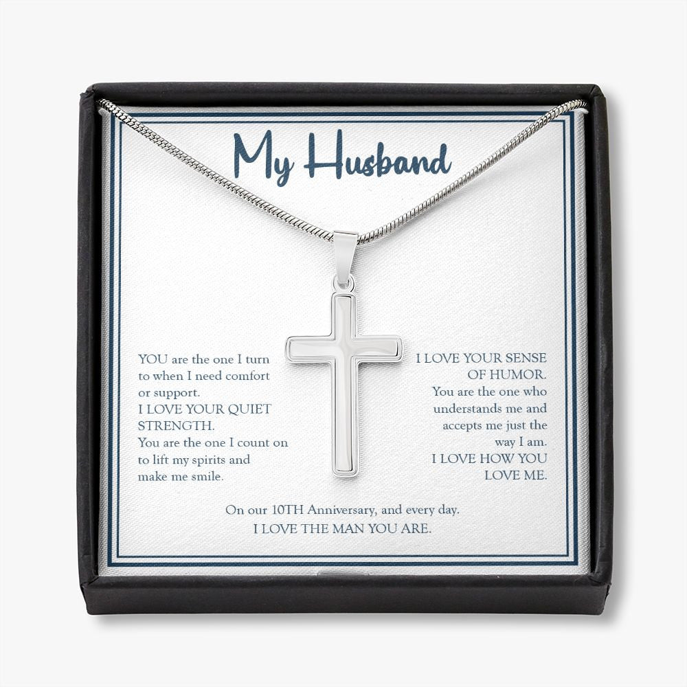 Comfort And Support stainless steel cross necklace front