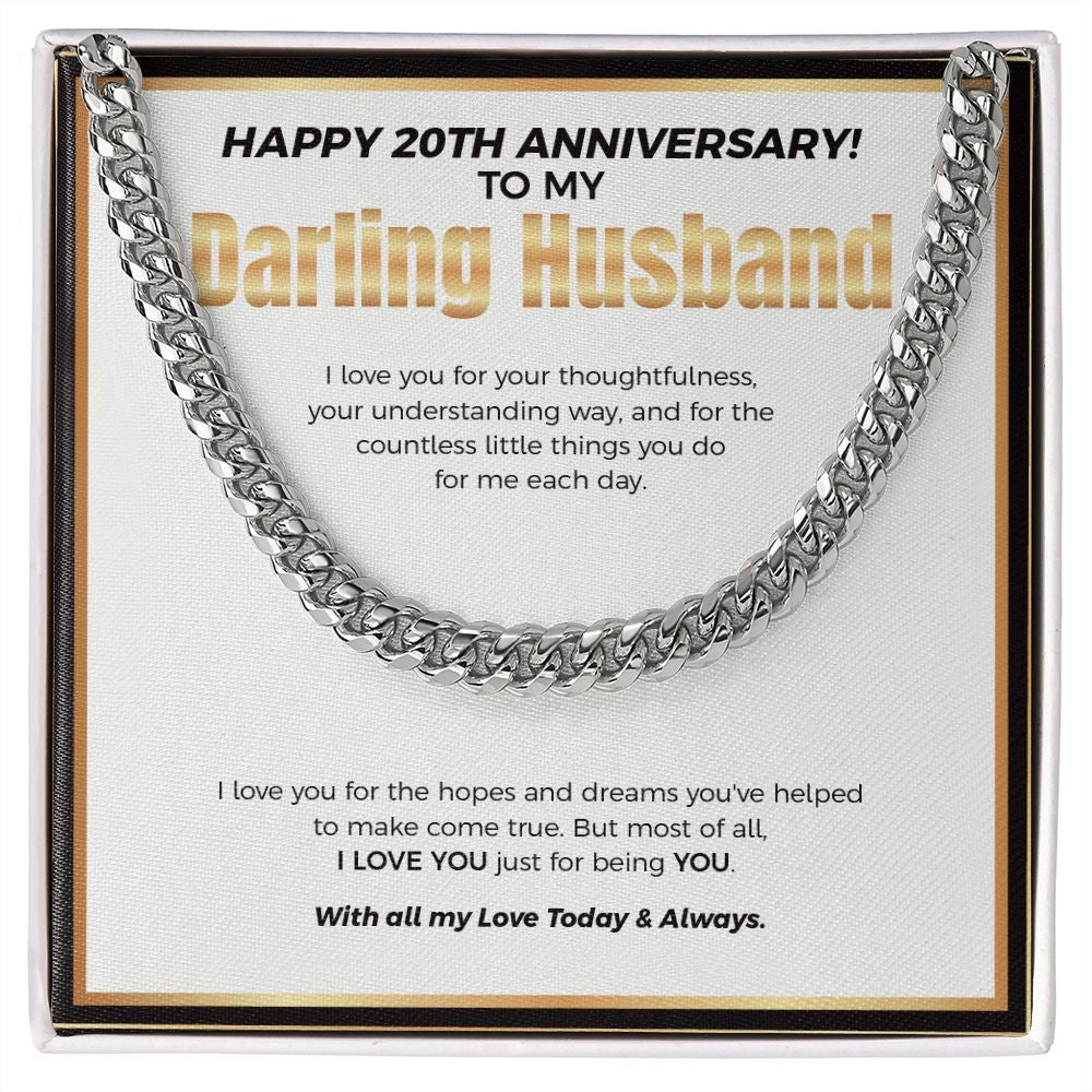 Love You For Your Thoughtfulness cuban link chain silver front