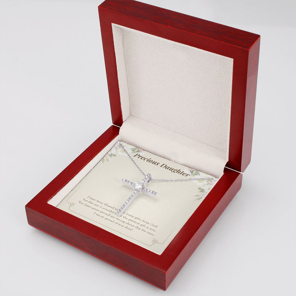 Greatest Gift From God cz cross necklace luxury led box side view
