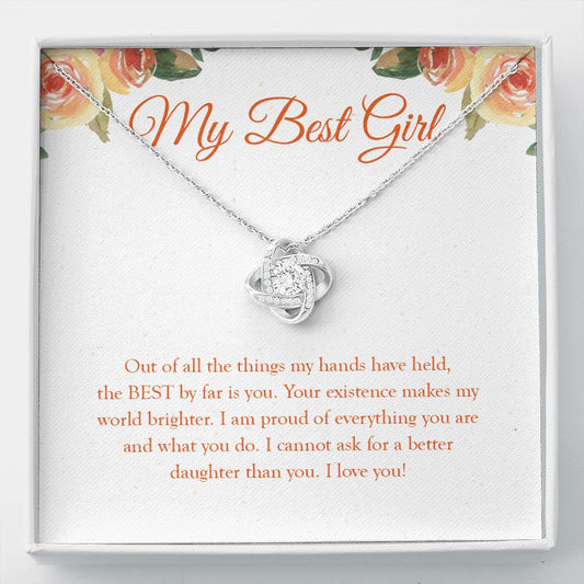 The Best By Far Is You love knot necklace front