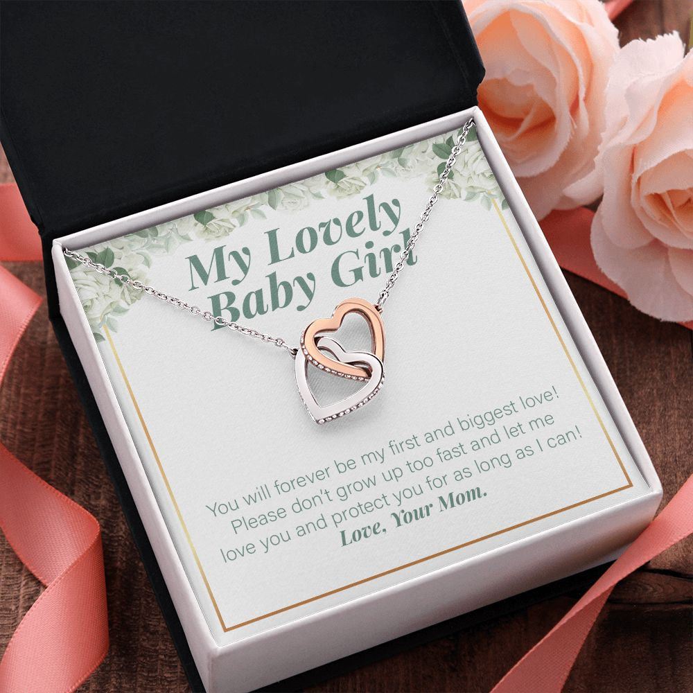 First And Biggest Love interlocking heart pendant pink flower