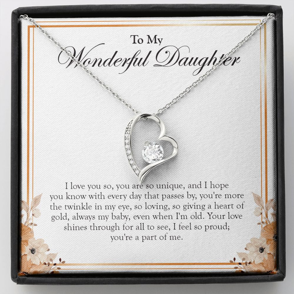 Heart Of Gold forever love silver necklace front