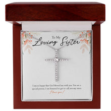 Load image into Gallery viewer, Special Person cz cross necklace premium led mahogany wood box
