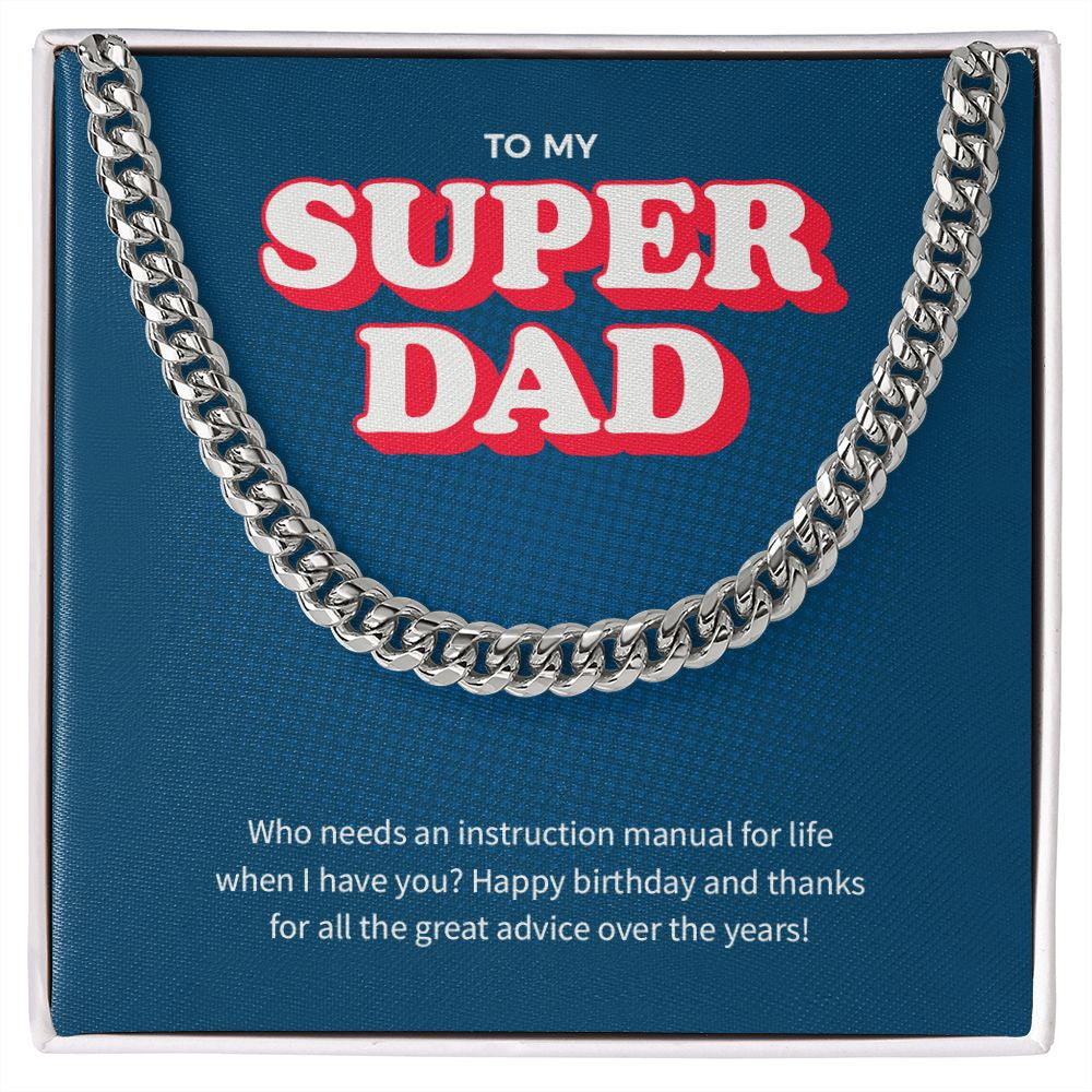 Instruction Manual cuban link chain silver front