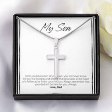 Load image into Gallery viewer, Heart Of A Father stainless steel cross yellow flower
