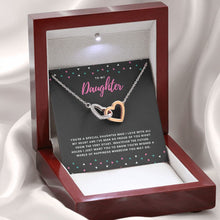 Load image into Gallery viewer, Happiness Wherever You Go interlocking heart necklace premium led mahogany wood box
